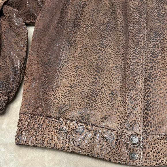 Pelle Print Leather Leopard Bomber Jacket Coat Brown Vintage Size Small - Picture 6 of 16